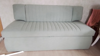 Страйп 168х64х83 см. Мелисса 17, светло-зеленый прямой раскладной диван со спальным местом, Велюр, для дома и офиса #1, Светлана Ф.