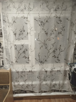 Curtain & Textile Тюль высота 180 см, ширина 150 см, крепление - Лента, серая сакура #36, Екатерина З.