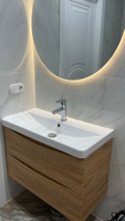 Зеркало настенное для ванной КерамаМане 80*80 см со светодиодной сенсорной тёплой подсветкой 3000 К #26, Юля Г.