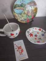 Чайная пара ручной работы керамическая, подарочная, кружка белая для чая, кофе с цветами 150 мл #5, Наташа Л.