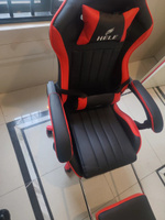 Черное/красное игровое кресло HELE, экокожа, с подголовником, металлический железный каркас, с подставкой для ног, регулируемые подлокотники, регулируемая спинка #51, Диана В.
