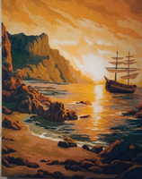 Картина по номерам на холсте 40х50 "Корабль в гавани" / картина по номерам на подрамнике #74, Любовь Ч.