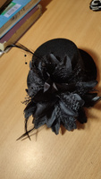 Шляпка-заколка из фетра с цветком, черная #10, Татьяна И.