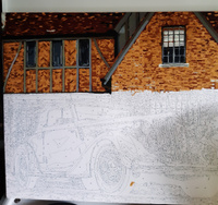 Картина по номерам Hobruk "Машина у особняка", на холсте на подрамнике 50х40, раскраска по номерам, набор для творчества, Техника и транспорт / машины #7, Наталья Р.