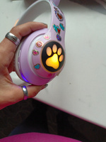 Беспроводные наушники с кошачьими ушками / Блютуз с рисунком кошачьи лапки светящиеся / Bluetooth игровые с микрофоном #3, Динара Д.