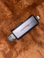 Картридер для iPhone и устройств с разъемом USB на SD и MicroSD / TF карт, переходник Lightning + USB 3.0 на SD и Micro SD, серый-металлик #18, Юлия К.