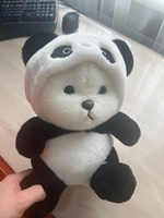 Панда с капюшоном черно-белый 35 см. мягкая игрушка для детей, медведь, обнимашка, домашний питомец #64, ОЛЕГ П.