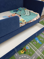 Детский диван-кровать 160х80 см Happy синий с ящиком и защитным бортиком, кровать детская от 3х лет (без матраса) #16, Анна Ш.