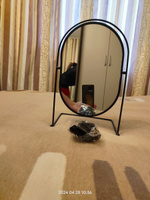 Зеркало настольное косметическое для макияжа Mime, зеркало в ванную гримерное, овальное, черное, диаметр 27 см #21, Александр У.