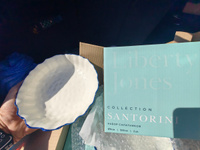 Тарелки (2 шт) фарфоровые 26 см Santorini от Liberty Jones большие плоские, набор для красивой праздничной сервировки, из фарфора белые с синей каймой #18, Эдуард О.