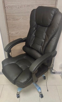 Кресло компьютерное с подножкой и массажем, офисный стул, кресло компьютерное, черный, экокожа #3, Маша Р.