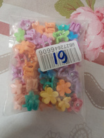 Заколка - краб пластиковый для детей и груминга разноцветный пастельный mini 1см "Цветок" 50шт #8, Зиёда А.