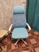 Офисное кресло, кресло руководителя CHAIRMAN CH636, ткань/сетка, голубой, белый пластик #8, Екатерина Б.