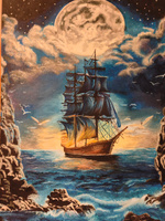 Картина по номерам со светящейся краской 40х50 Корабль в лунном свете #193, Мария Р.