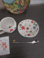 Чайная пара ручной работы керамическая, подарочная, кружка белая для чая, кофе с цветами 150 мл #6, Наташа Л.