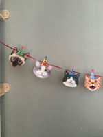 Забавная гирлянда-растяжка бумажная на стену для украшения интерьера и фотозоны "Веселые коты", Happy Birthday #5, Елизавета Х.