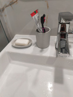 Набор для ванной комнаты AQUA белый, стакан и мыльница архитектурный камень #2, роман ч.