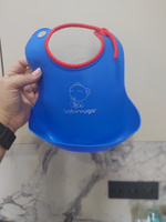 Силиконовый детский нагрудник для кормления с карманом babyyuga/ Слюнявчик, синий #4, Оксана к.