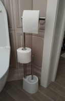 Держатель для туалетной бумаги напольный с ершиком в ванную комнату и туалет белый #8, Татьяна