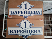 Адресная табличка на дом 450х250 мм. "Домовой знак", бело-синяя, из алюминиевого композита, УФ печать не выгорает #31, Виктория