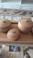 Набор деревянных солонок "Капля" и "Тор" маленькая + средняя + большая с крышкой из дуба, емкость для специй #43, Ирина Д.