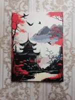 Картина по номерам, холст на подрамнике - Японский храм в горах 30x40 см. #16, Кристина Д.