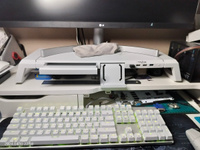 Подставка для монитора STEAR MX-500-1 Rokku с USB-хабом и RGB-подсветкой настольная - универсальная складная полка под монитор на стол с портами - подставка органайзер с ящиком (белая, пластик) #35, Дмитрий С.