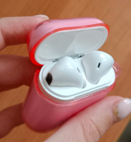 Чехол для наушников AirPods 1/2 с карабином, светло-розовый полупрозрачный #41, Владлена С.