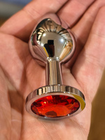Анальная пробка Magic Toy, металлическая, размер M, с кристаллом, красная #1, Сергей Ч.