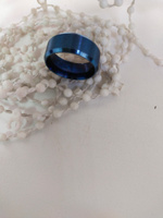 Кольцо широкое, унисекс, цвет синий, ширина 8 мм, размер 17,5 #88, Елена Ф.