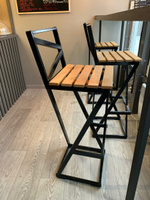 Барный стул Лофт с деревянным сиденьем, каркас черный (высота сиденья 85 см) для кафе, дачи, терассы #9, Екатерина С.