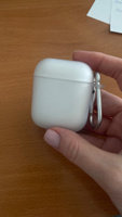 Чехол для наушников AirPods 1/2 с карабином, прозрачный матовый #48, Виктория Д.