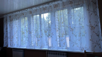 Curtain & Textile Тюль высота 150 см, ширина 300 см, крепление - Лента, Белый,светло-коричневый #69, Яна Т.