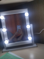 Зеркало гримерное Hollywood , настольное , с подсветкой , с лампами , 37х41 см ,с USB-кабелем, 2 режима свечения, elisee #44, Оксана Щ.