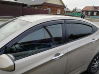 Дефлекторы боковых окон Hyundai Solaris 1 (Хендай Солярис) седан, 2010-2017, ветровики на двери автомобиля, ТТ #8, Эдуард Г.