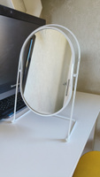 Зеркало настольное косметическое для макияжа Mime, зеркало в ванную гримерное, овальное, белое, диаметр 27 см #19, utoch_ka