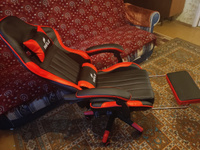 Черное/красное игровое кресло HELE, экокожа, с подголовником, металлический железный каркас, с подставкой для ног, регулируемые подлокотники, регулируемая спинка #14, Андрей Б.