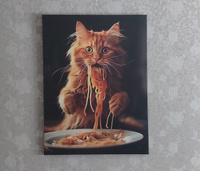 Интерьерная картина "Кот ест спагетти" 60*80 см #8, Константин Н.