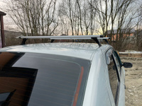 Багажник на крышу автомобиля Рено Логан 1 2004-2015 / Renault Logan I Комплект креплений для штатных мест с аэродинамическими поперечинами / Автобагажник с дугами #17, Анастасия М.