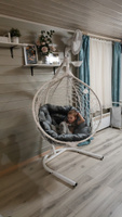 Подвесное кресло кокон Smile Ажур в комплектации "Комфорт" Круглая велюровая подушка #4, Екатерина К.
