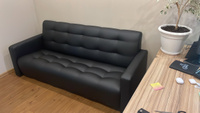 RONUM Прямой диван, механизм Нераскладной, 200х80х85 см,черный #1, Степан М.