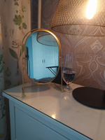 Зеркало настольное косметическое для макияжа Mime, зеркало в ванную гримерное, овальное, золотое, диаметр 27 см #16, Клименченко Елена
