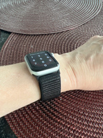 Эластичный нейлоновый ремешок для Apple Watch series 1-9 SE, SE 2 38-40-41 mm / Сменный тканевый ремешок для Эппл Вотч на липучке, Черно-Оранжевый #7, Ирина И.