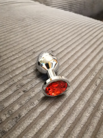 Анальная пробка Magic Toy, металлическая, размер M, с кристаллом, красная #7, Шокова Н.