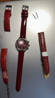 Ремешок для часов кожаный браслет 16 мм красный RNV #42, Андрей К.