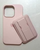 Картхолдер-магнитная подставка MagSafe для Apple iPhone розовый, пудровый/ Картхолдер на айфон / держатель для телефтона с картхолдером / Визитница магсейф #2, Екатерина П.
