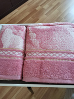 Cleanelly Набор банных полотенец наборы полотенец в подарочных коробках, Хлопок, 70x140, 50x90 см, розовый, 2 шт. #42, Юлия Л.