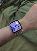 Металлический блочный стальной ремешок для смарт часов Apple Watch Series 1-9 , SE и Ultra , 42mm 44mm 45mm 49mm , Звездное серебро #16, Ксения А.