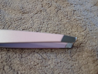 Пинцет для бровей и ресниц профессиональный металлический скошенный розовый, щипчики для волос #8, елизавета с.