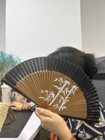 Веер ручной складной деревянный тканевый в опахало китайский стиле с чехлом для фотосессии и танцев унисекс #8, Валерия Б.